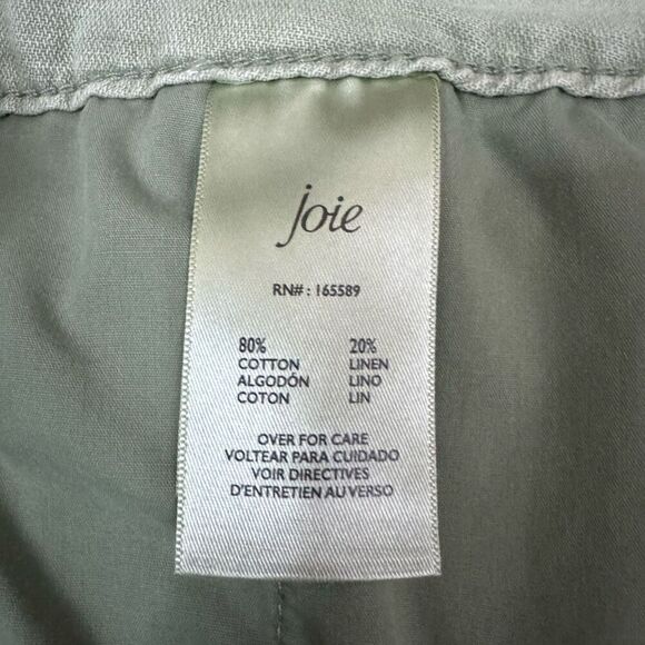 Joie Size L Pleated Trouser Short Cactus Green Elastic Waist Earthy Contemporary - Picture 5 of 6